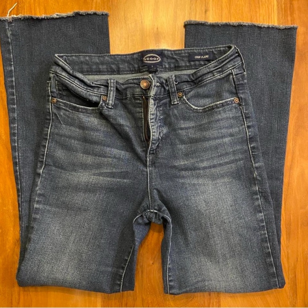 Scoop Dark Blue Women's Crop Flare Jeans